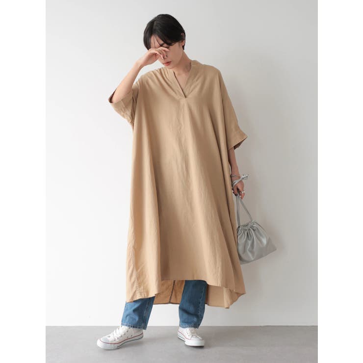 ヨリ美】スキッパーシャツ 極美品 ヨリ 1.9万 リネンスキッパーフレア 