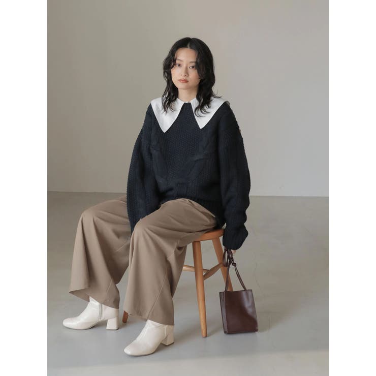 斜めケーブルポコポコMixニットプルオーバー[品番：EHEW0031977