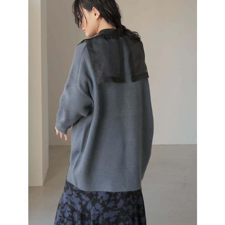 イタリア製 ゴルチエ ウールギャバ セーラーカラー 編み上げプルオーバー 黒 イタリア製 ゴルチエ ウールギャバ セーラーカラー 編み上げプル