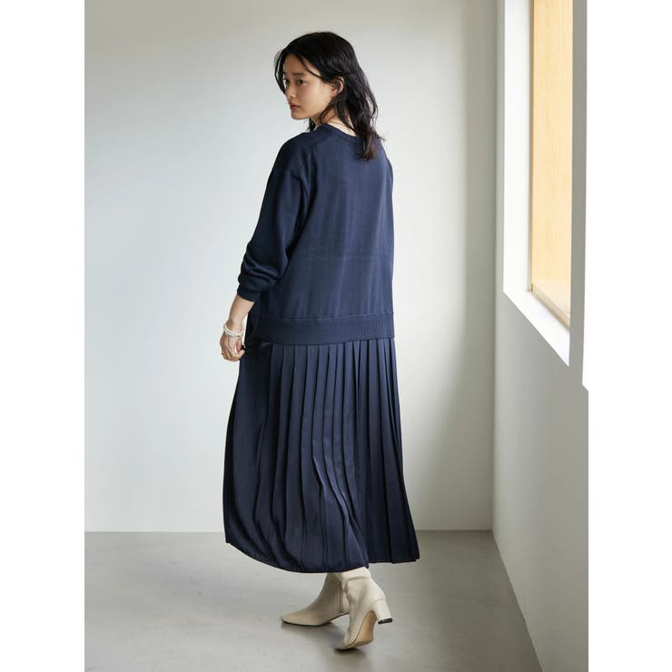 ダイアグラム　バックプリーツ　ニットワンピース　36 ダイアグラム グレースコンチネンタル プリーツニットワンピース 長袖