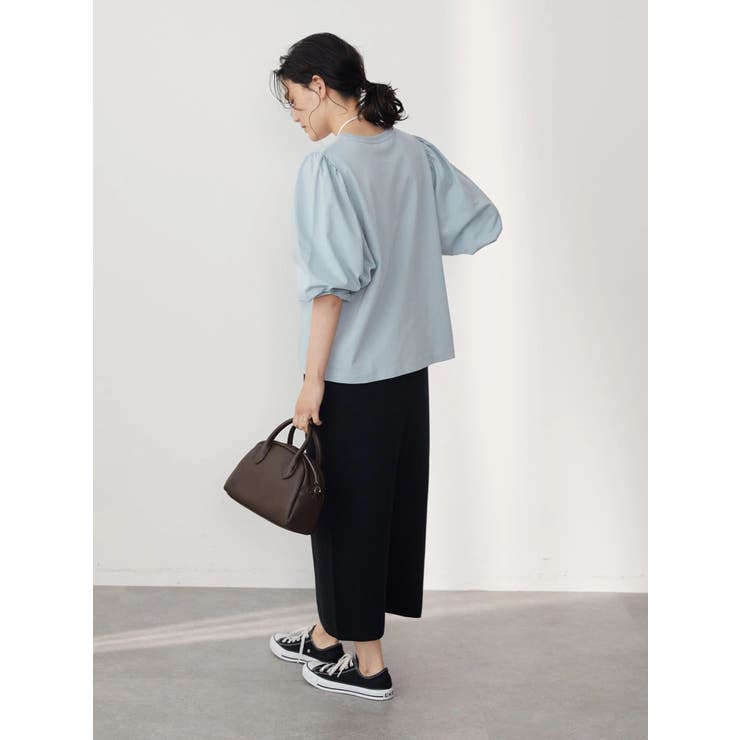 【ブルー】袖ギャザーカットTOP 袖ギャザーカットプルオーバー[品番：EHEW0033585]｜AMERICAN HOLIC