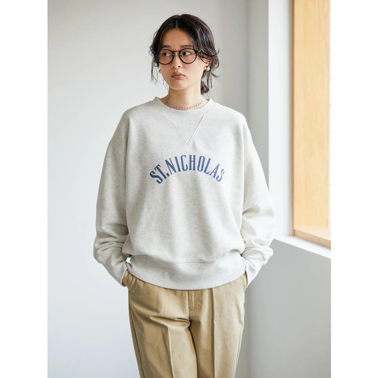 杢ホワイト | カレッジロゴ裏毛プルオーバー | AMERICAN HOLIC