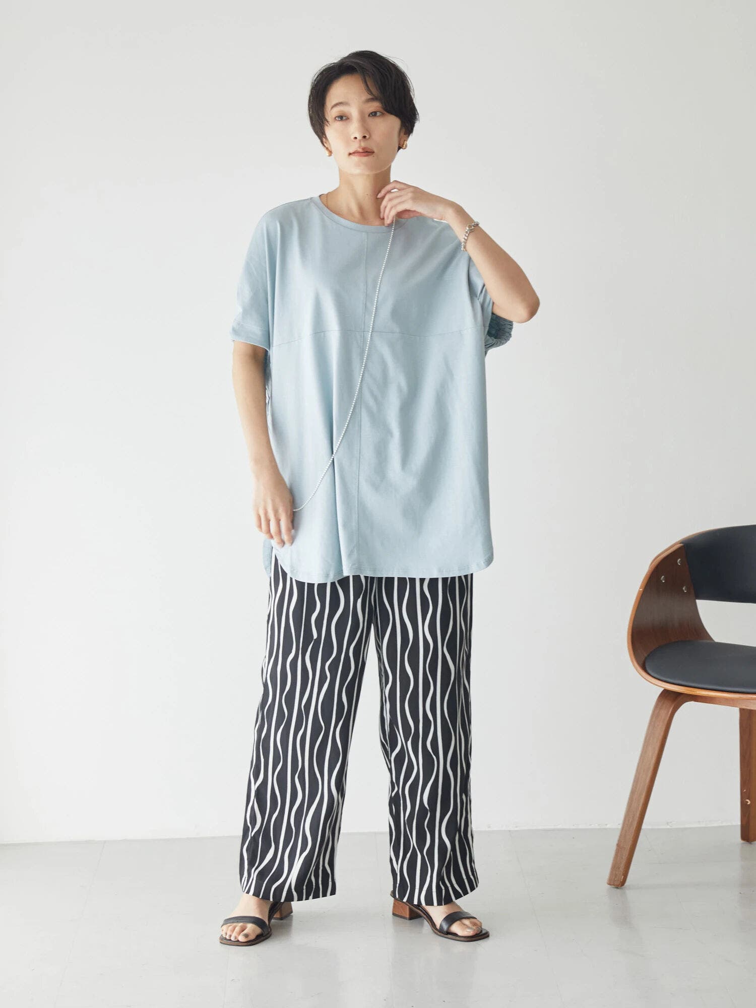 袖ギャザーポンチョカットチュニック[品番：EHEW0034090