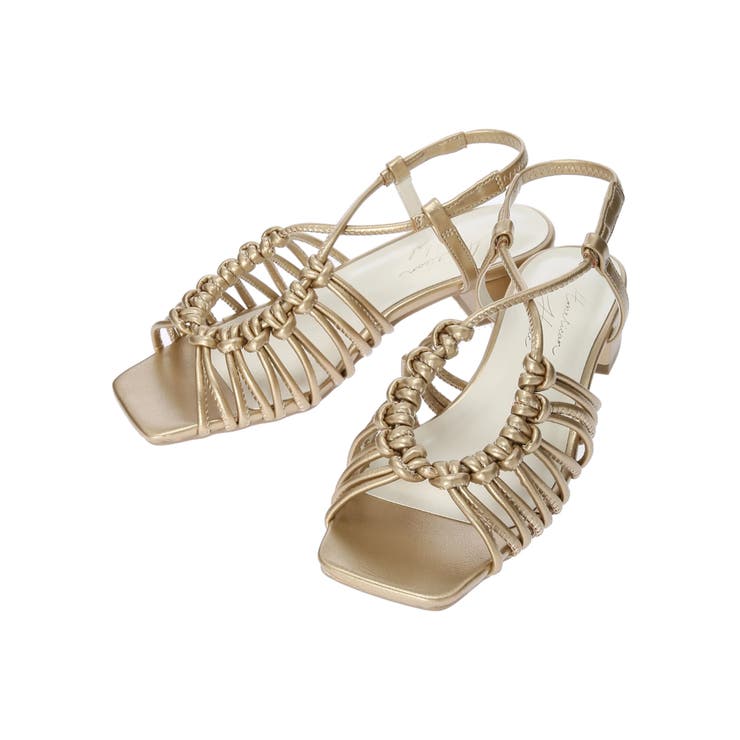 Ameri VINTAGE STEP UP MULE ヒールサンダル 編み込みチャンキーヒールサンダル[品番：EHEW0034352