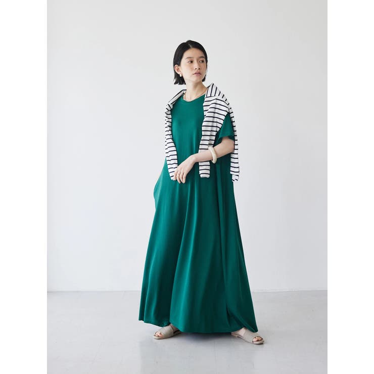 ワンピース　シルク１００%  日本製　アシンメトリー　Aライン　ベルト　美品 OP4_38735688-6e52-459a-8be5-
