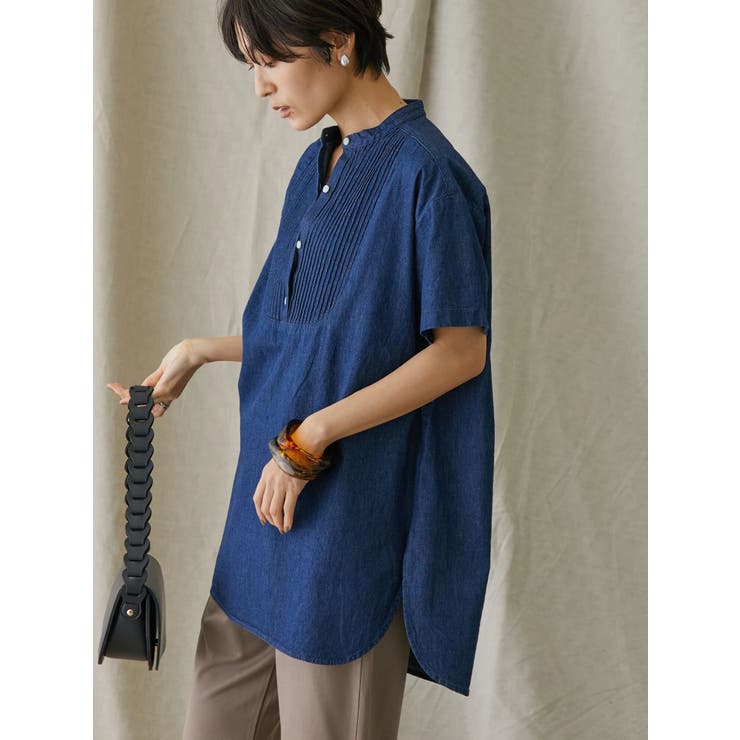 ピンタックデニムシャツチュニック[品番：EHEW0034741