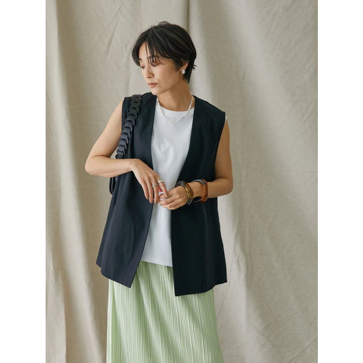 最大96％オフ！ ベスト リネンブレンドノースリーブロングジレ bestdream.store