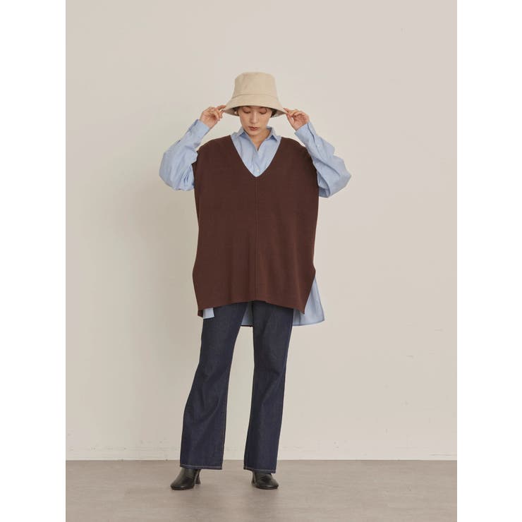 Vネック総針ニットベスト[品番：EHEW0036371]｜AMERICAN HOLIC