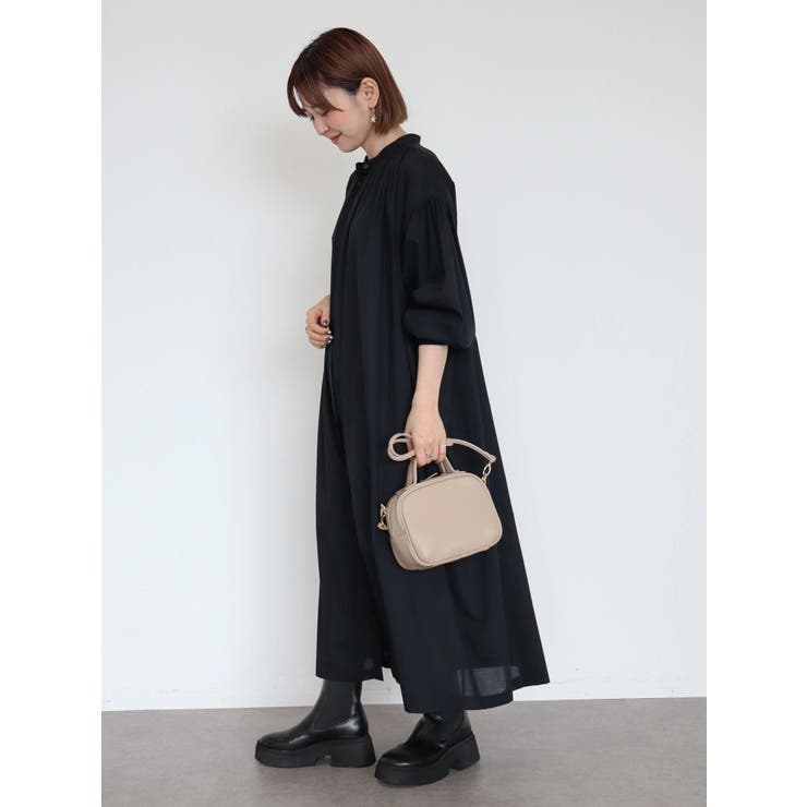 DAY upper hights スタンドカラー ギャザー ワンピース セール】スタンドカラーギャザーワンピース（ワンピース