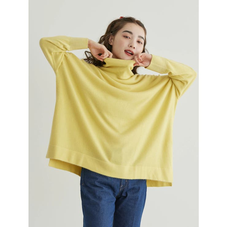 ギターグラフィックタートルネックチュニック INGNI（イング） チュニック タートルネックルーズチュニックニット