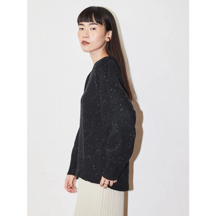 MixヤーンVネックニットプルオーバー[品番：EHEW0037389