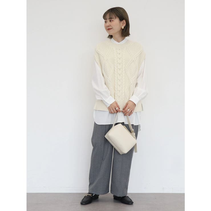 ☆美品☆AMERI チルデンニットベスト&シャツ2点セット NARU(ナル) SIMONE アラン柄チルデンニットベスト 660401