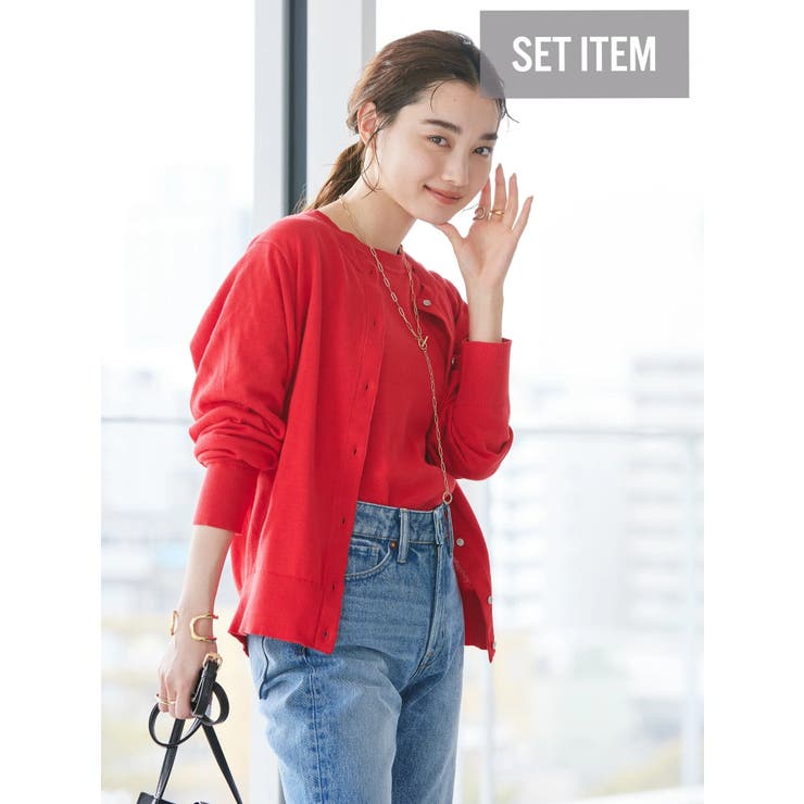 SET UVカット ニットカーディガン+プルオーバー[品番：EHEW0039234