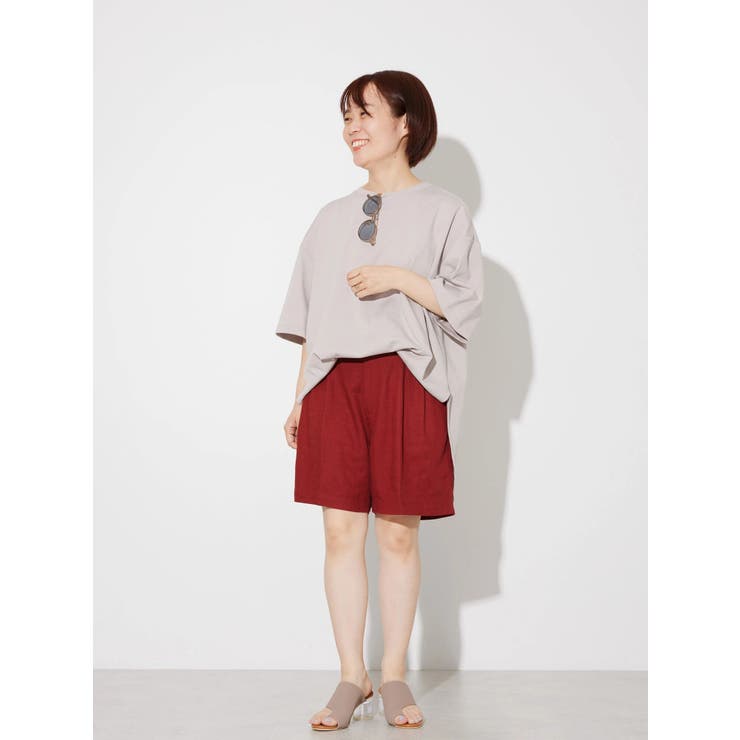 小柄女性向け】リネンブレンドショートパンツ[品番：EHEW0040101