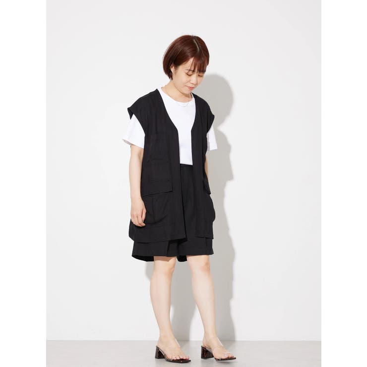小柄女性向け】リネンブレンドショートパンツ[品番:EHEW0040101 小柄女性向け】リネンブレンドショートパンツ[品番:EHEW0040101