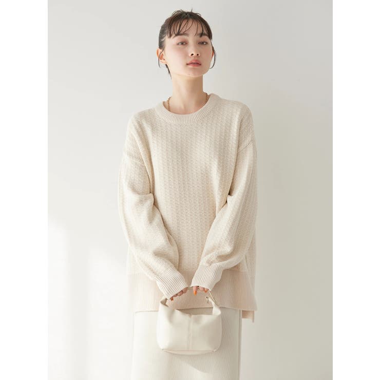 24AW 6(ROKU) ウールボイルビッグニットプルオーバー セーター 柄編