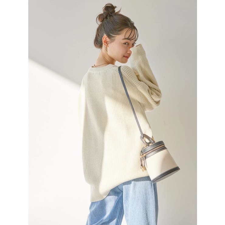 片畦クルーネックニットプルオーバー[品番：EHEW0042568]｜AMERICAN