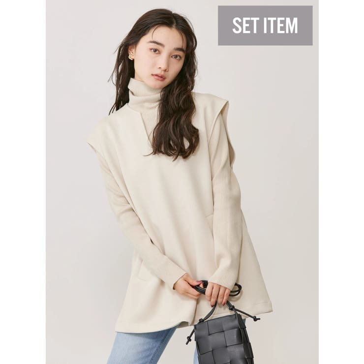 ライトベージュ | SET Vネックベスト+ニットプルオーバー | AMERICAN HOLIC