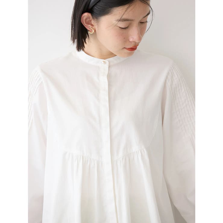 HIAND ハイアンドブラウス　ホワイト バンドカラーブラウス[品番：EHEW0043399]｜AMERICAN HOLIC