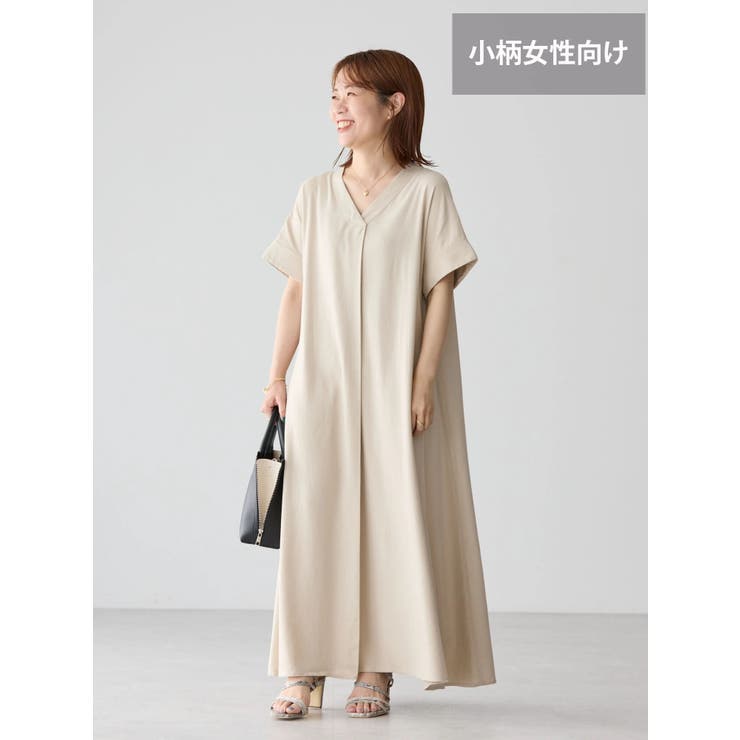 WEB限定・小柄女性向け】接触冷感Vネックリネンブレンド
