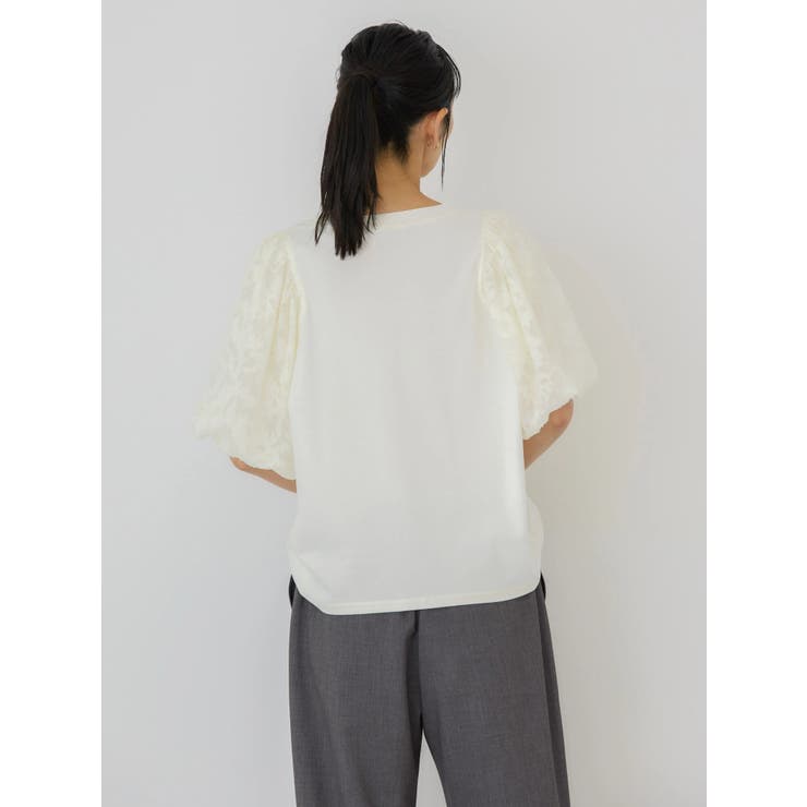 ella_selectshop オフホワイト　ジャガード　プルオーバー　ヨリ marble SUD｜ジャガード エッグ ロングスリーブ プルオーバー