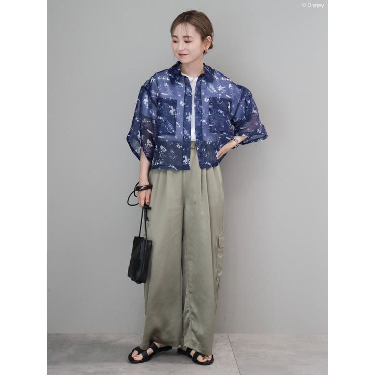 総柄シアーショート丈シャツ/Disney[品番：EHEW0044758