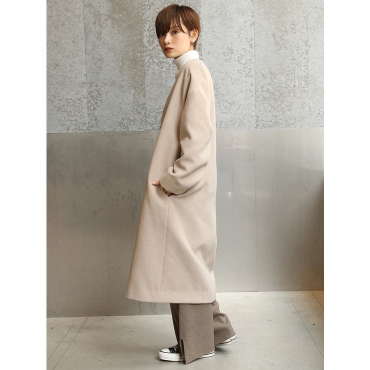 Vネックノーカラーコート[品番：KOEW0019547]｜koe（コエ
