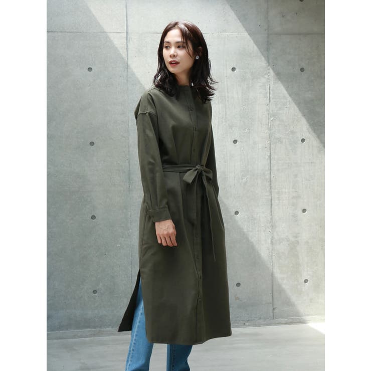 起毛バンドカラーベルト付シャツワンピース[品番：KOEW0019348]｜koe