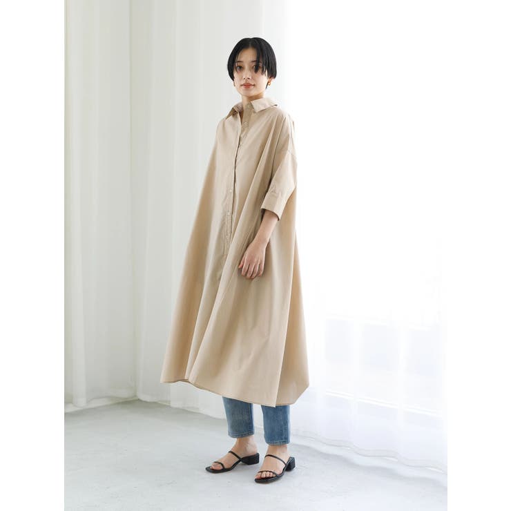 7分袖フレアシャツワンピース[品番：KOEW0026938]｜koe（コエ）の  