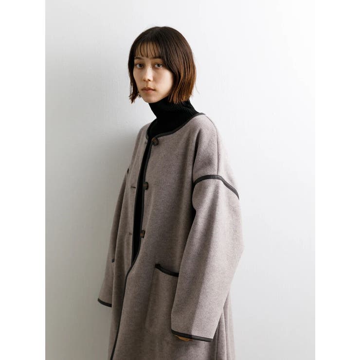 30　RK　ロング合皮　その２ ロング丈合皮パイピングコート[品番：KOEW0031712]｜koe（コエ