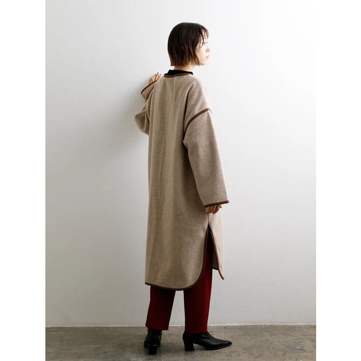 ななひろ　９０　合皮　ロング　その１ ロング丈合皮パイピングコート[品番：KOEW0031712]｜koe（コエ