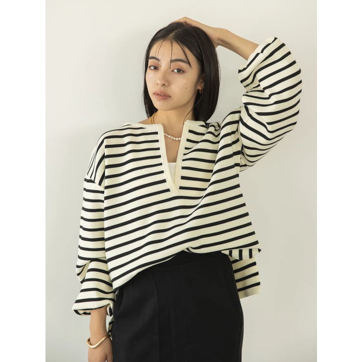 みーこ ミラノダンボール深キーネックプルオーバー[品番：KOEW0036438]｜koe