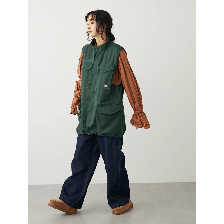 ブラック】DICKIES ブラッシュドツイルM65ベスト[品番：EHEW0041554