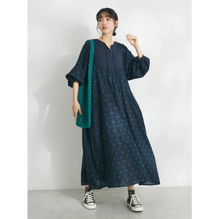 インド綿混キルト切替花柄ワンピース[品番：EHEW0042734]｜CRAFT