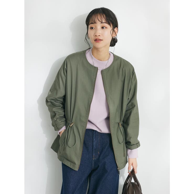 コットンギャバジンノーカラーZIPブルゾン[品番：EHEW0042744