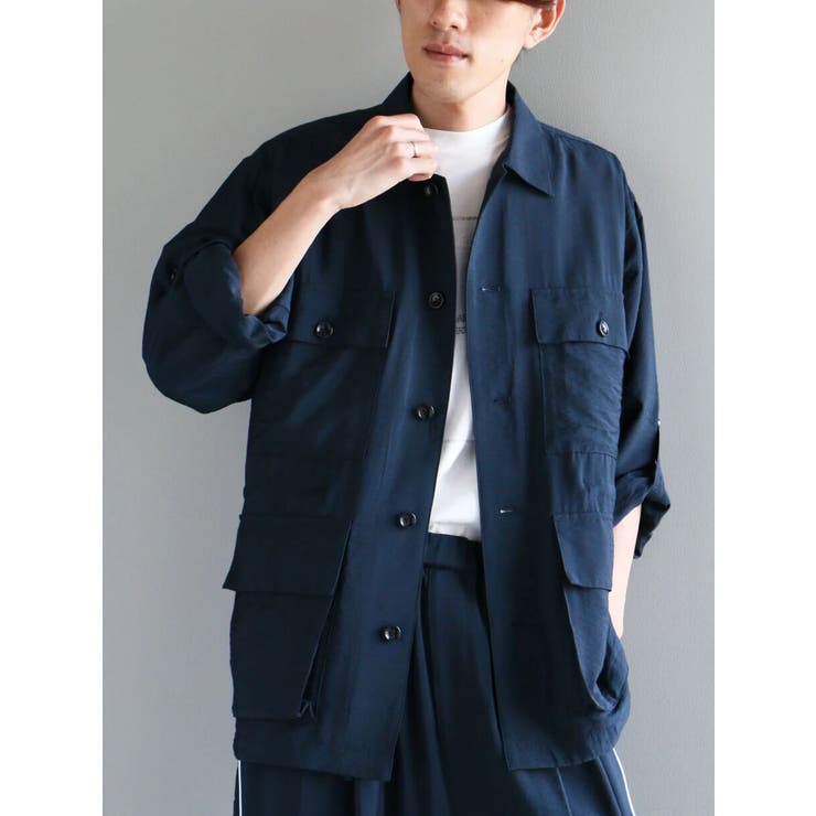 ネイビー | レーヨントロミサファリシャツ | CRAFT STANDARD BOUTIQUE