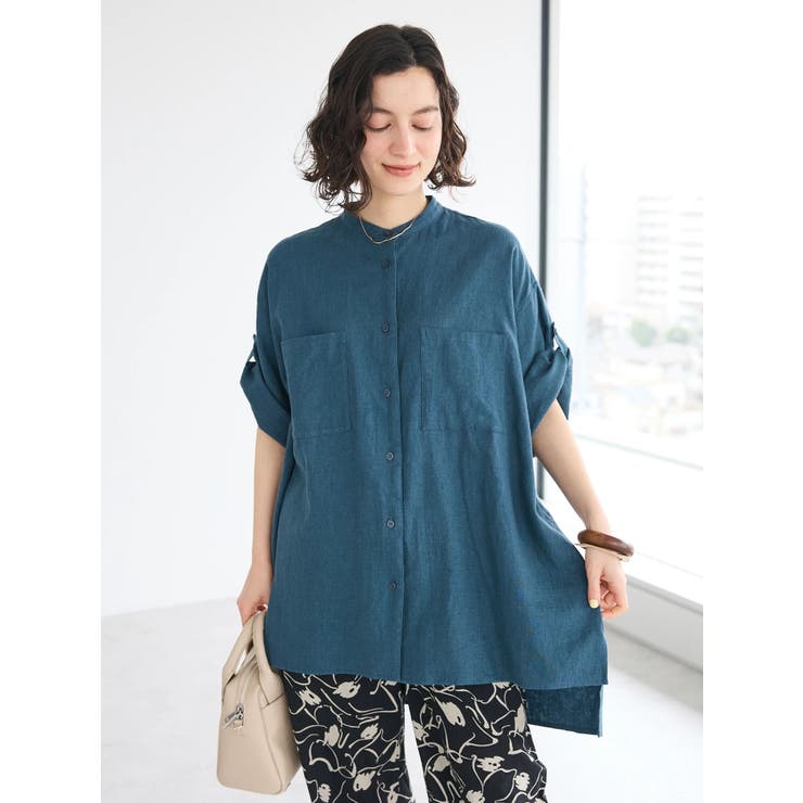ネイビー | 【キナリノ別注】リネンレーヨンWポケットシャツ | CRAFT STANDARD BOUTIQUE