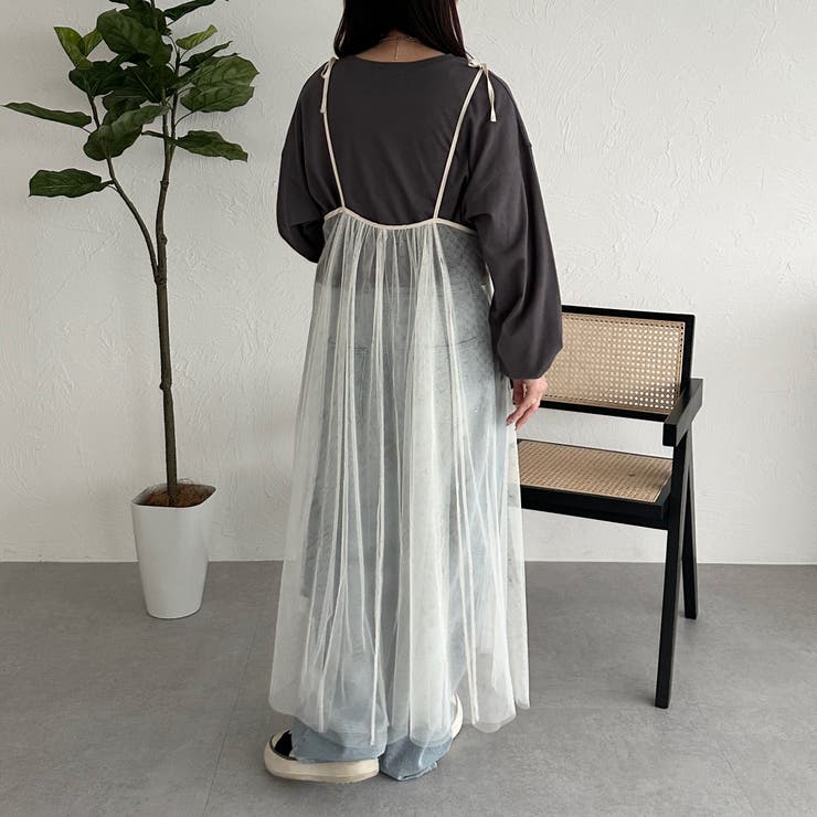チュールカシュリボンキャミワンピース