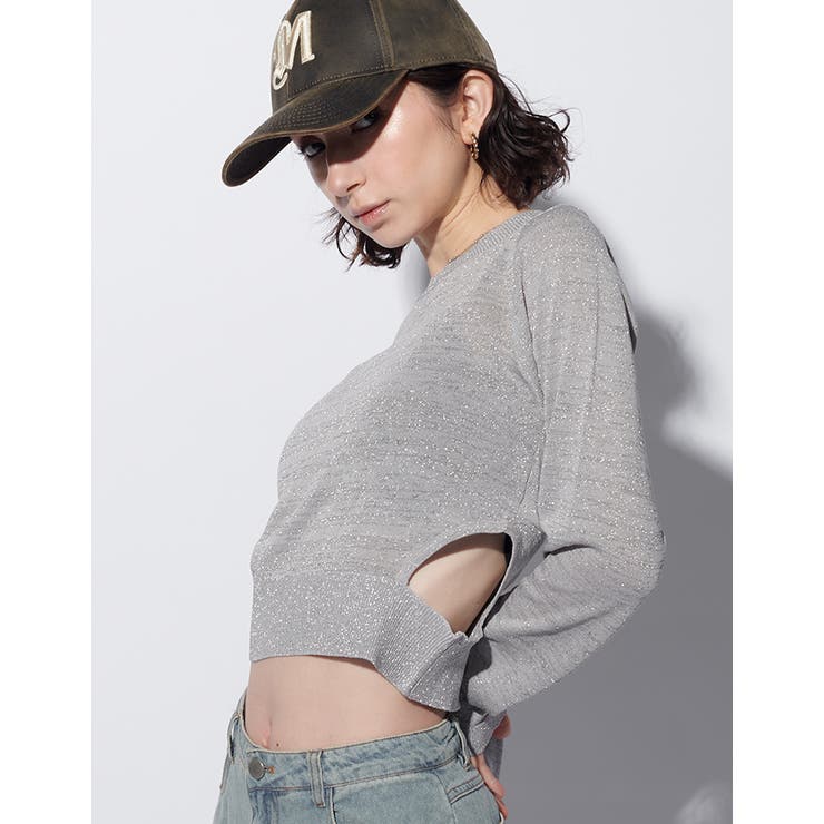 Adoon plain Ladies】ラメシアートップス[品番：KTRW0029427