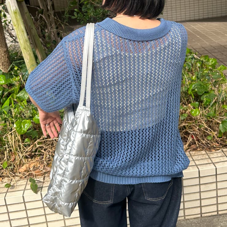 kutir】ワッペンロゴジップメッシュニット[品番：KTRW0029865