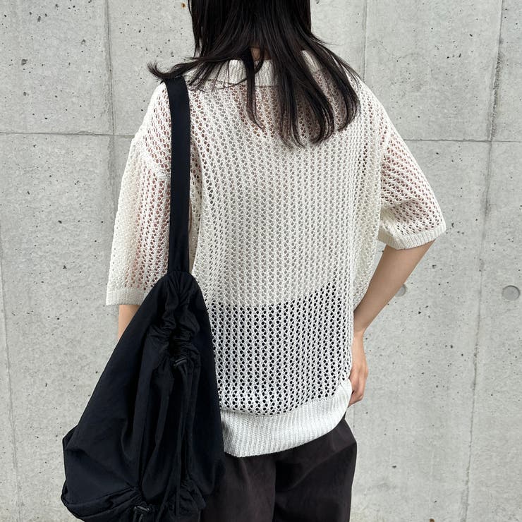Courreges ✨美品✨ ハーフジップ 長袖 トップス ロゴ ワッペン 38 クレージュ カットソー 長袖 メッシュ 38 ハーフジップ