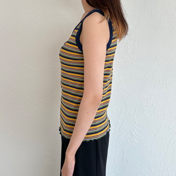PLEATS PLEASE カラフル タンクトップ カラフル マルチカラー マルチボーダータンクトップ(90cm グリーン): キッズ - ナルミヤ