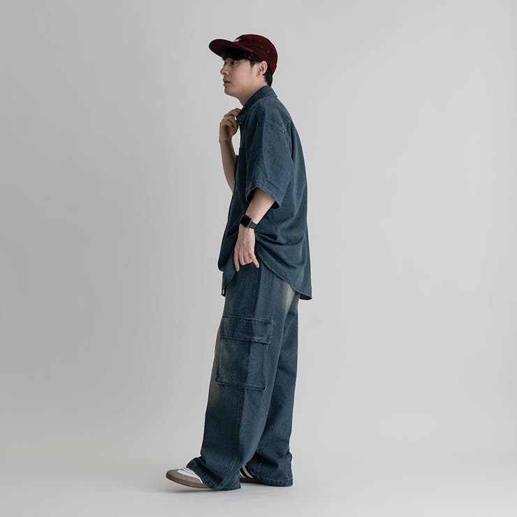kutir】ヴィンテージライクウオッシュデニムシャツ[品番