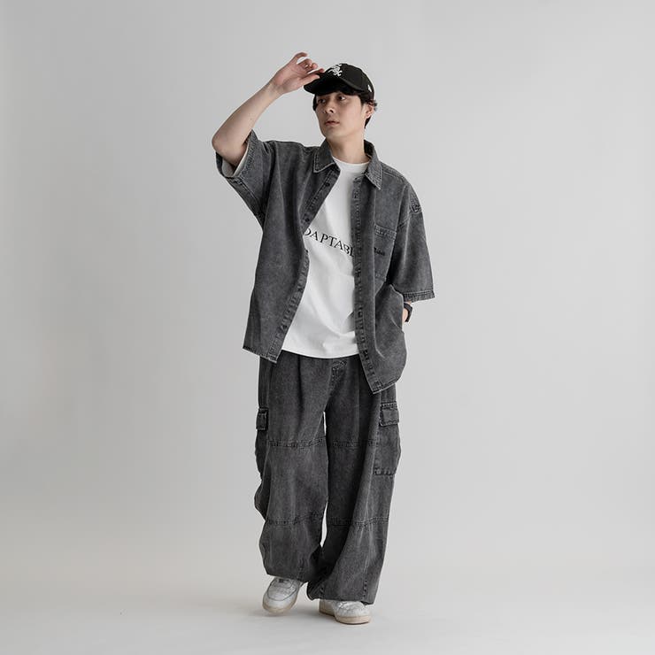 kutir】ヴィンテージライクウオッシュデニムシャツ[品番