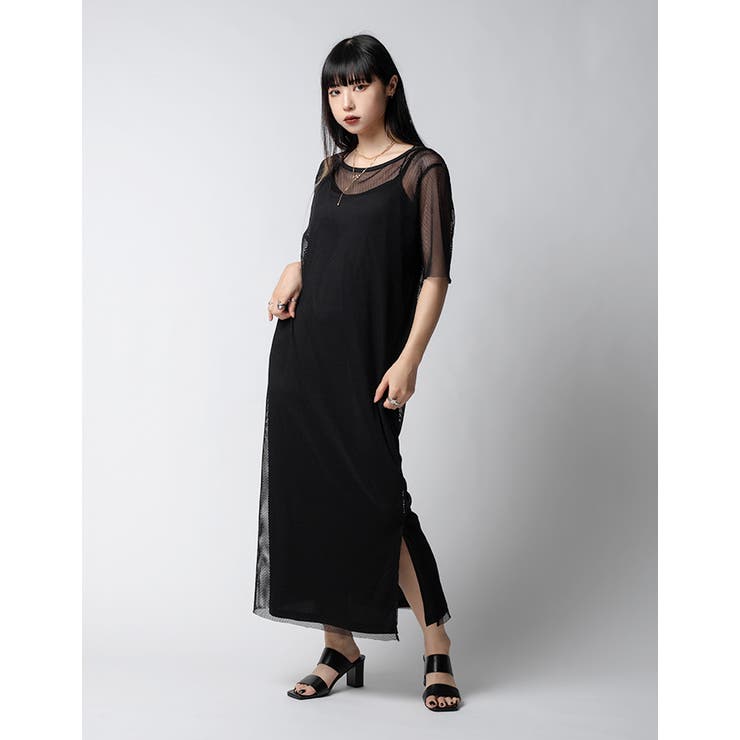 Adoon plain Ladies】【インナー付き】メッシュワンピース[品番
