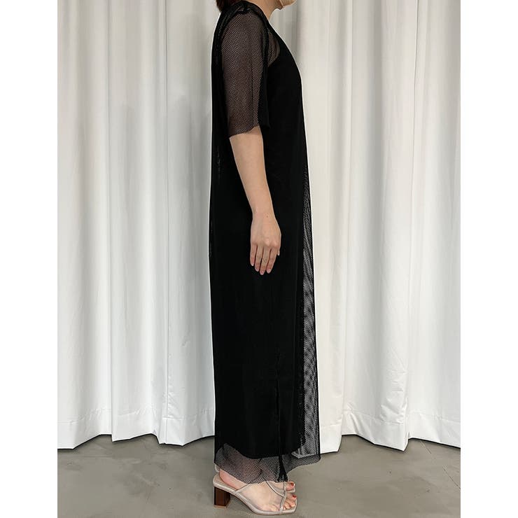 Adoon plain Ladies】【インナー付き】メッシュワンピース[品番 Adoon plain Ladies】【インナー付き】メッシュワンピース[品番