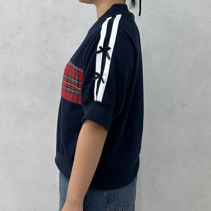 チェックドッキングリボントラックジャケット[品番：KTRW0030140