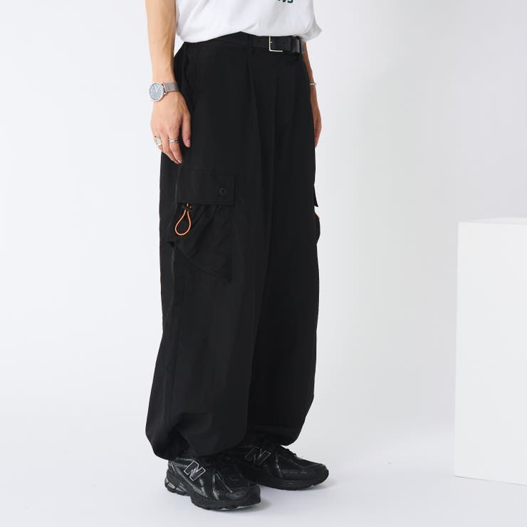 Adoon plain】ナイロンドローコードワイドカーゴパンツ[品番 Adoon plain】ナイロンドローコードワイドカーゴパンツ[品番