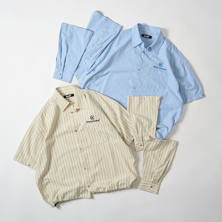 Cloth & Cross◆長袖シャツ/FREE/コットン/WHT/ストライプ ドレスシャツ メンズ dickson 白xオレンジのヘアライン
