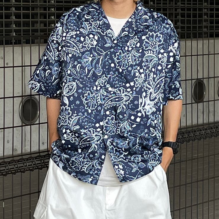 AKM ペイズリーシャツ　ネイビー　Mサイズ　定価35,200円 楽天市場】ペイズリー柄 開襟シャツ シャツ メンズ トップス